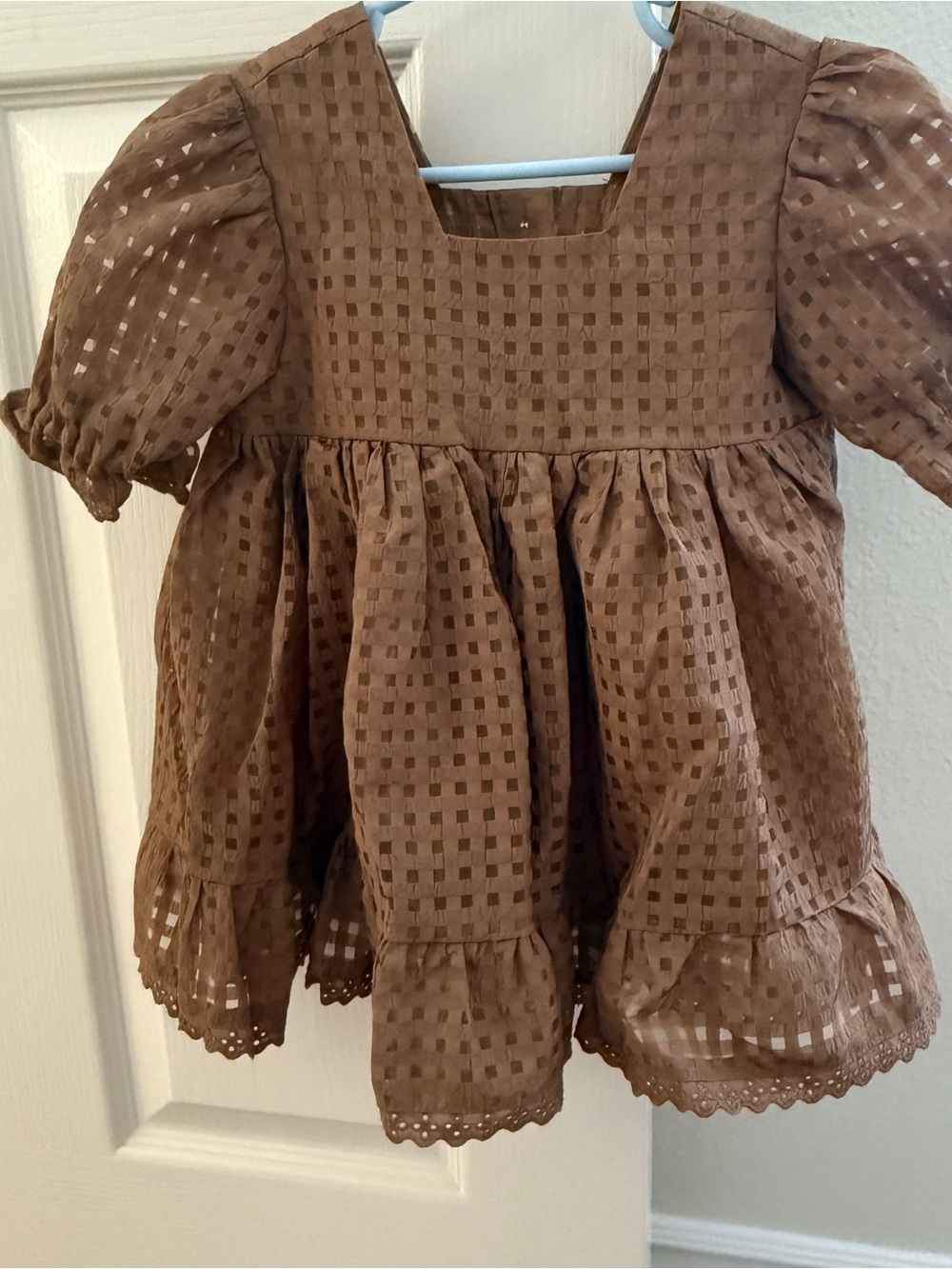 Noralee Brown Puff-Sleeve Girl’s Dress